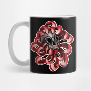 Scull in Red Flower Mug